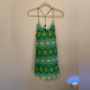 Multi green silk dress, size xs